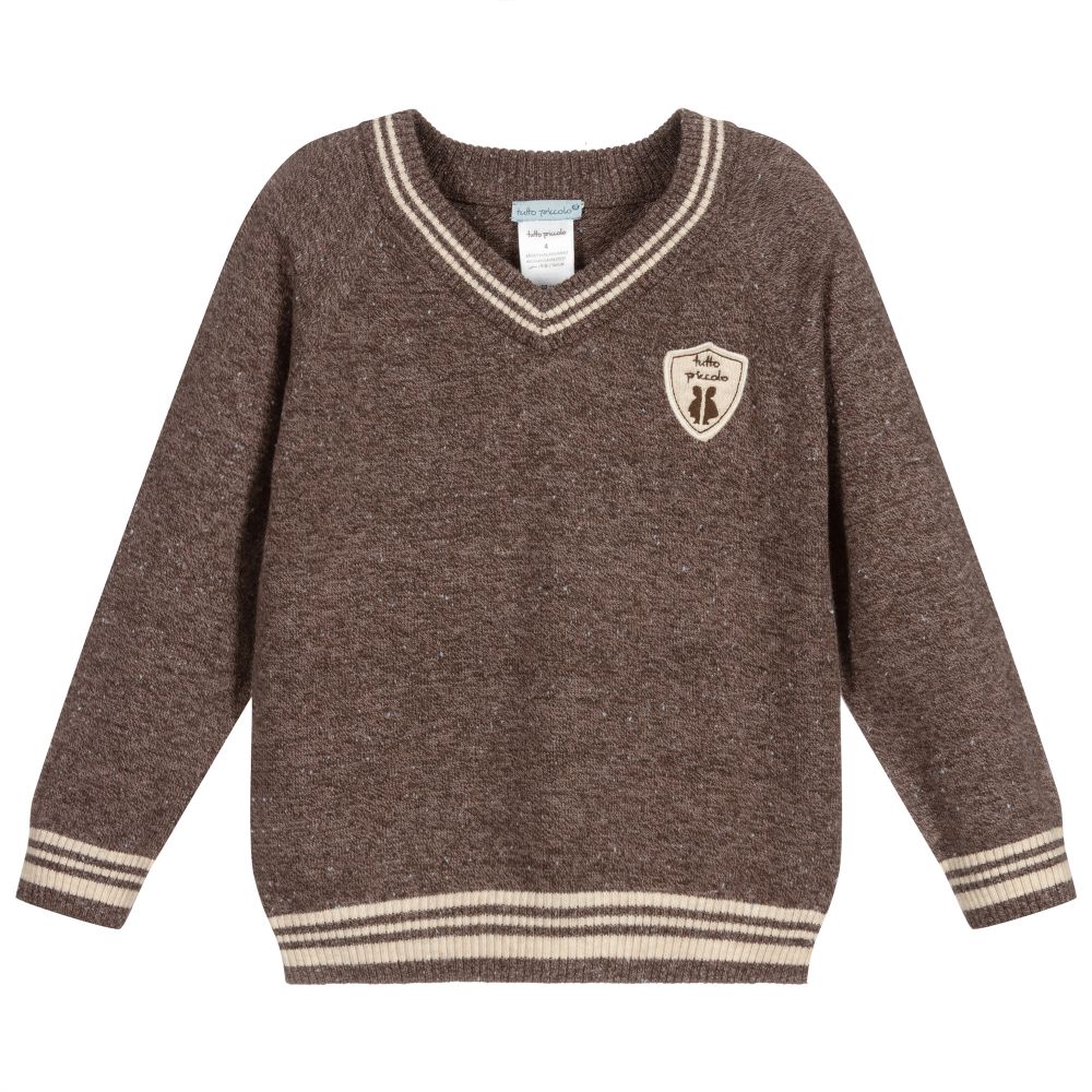 Tutto Piccolo - Boys Brown Logo Sweater | Childrensalon