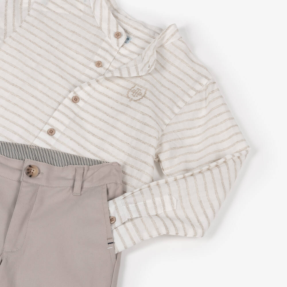Tutto Piccolo-Boys Classic Ivory & Beige Shorts Ensemble | Childrensalon Outlet