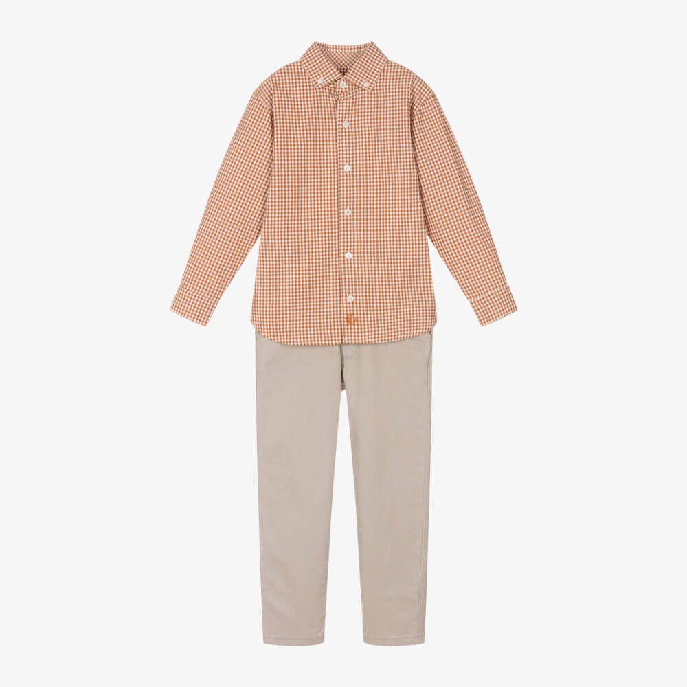 Tutto Piccolo-Boys Cotton Beige Trousers Set | Childrensalon Outlet