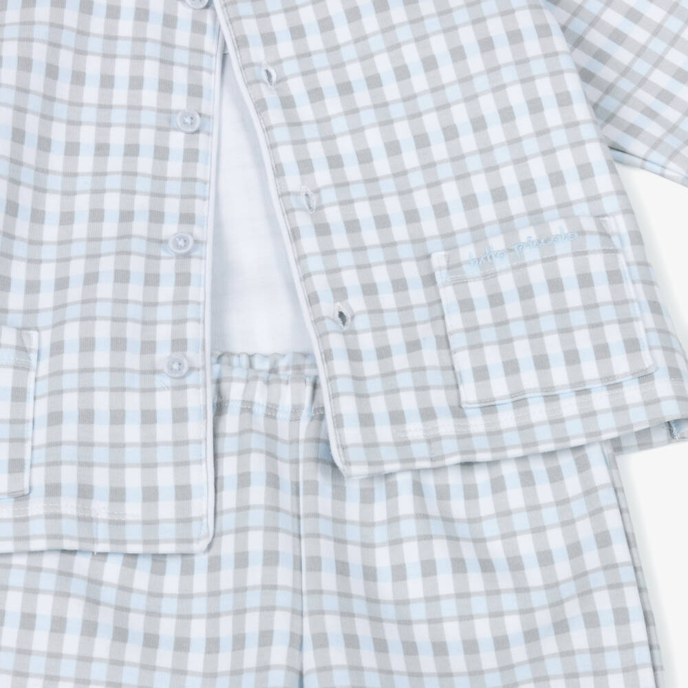 Tutto Piccolo-Boys Cotton Blue Check Pyjamas | Childrensalon Outlet