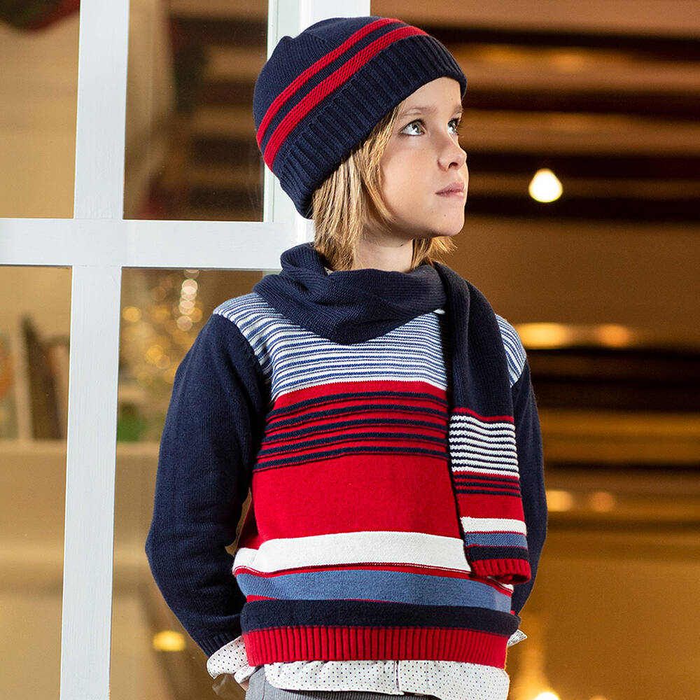 Tutto Piccolo-Boys Cotton Hat & Scarf Set | Childrensalon Outlet