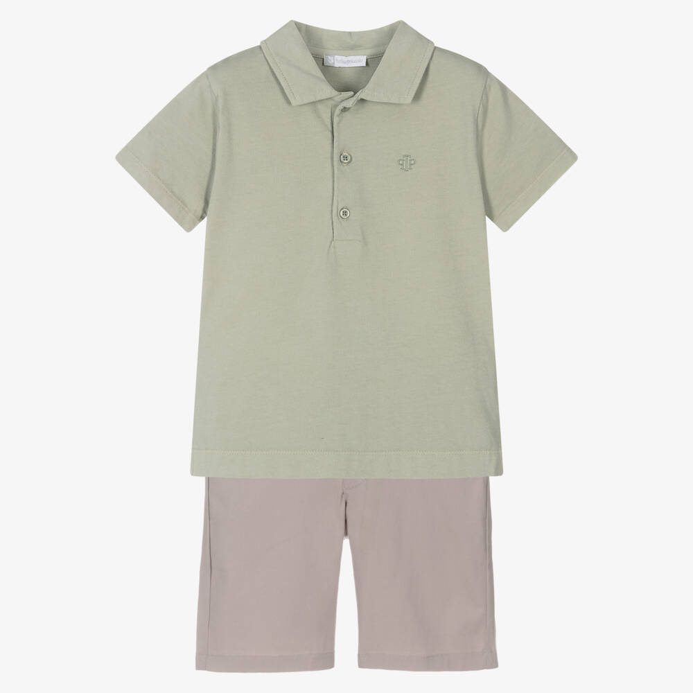 Tutto Piccolo-Хлопковая рубашка поло и шорты из твила для мальчиков | Childrensalon Outlet