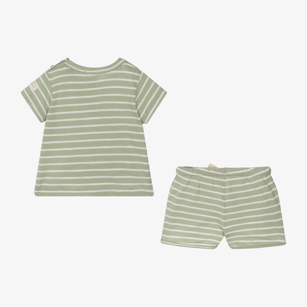 Tutto Piccolo-Boys Emerald Stripe Cotton Outfit | Childrensalon Outlet