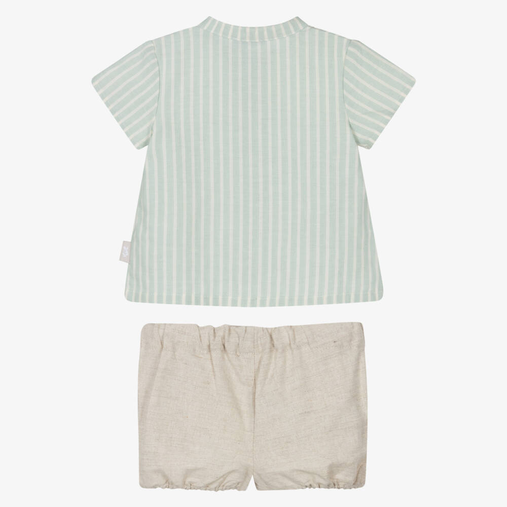 Tutto Piccolo-Boys Emerald Stripe & Sand Shorts Duo | Childrensalon Outlet