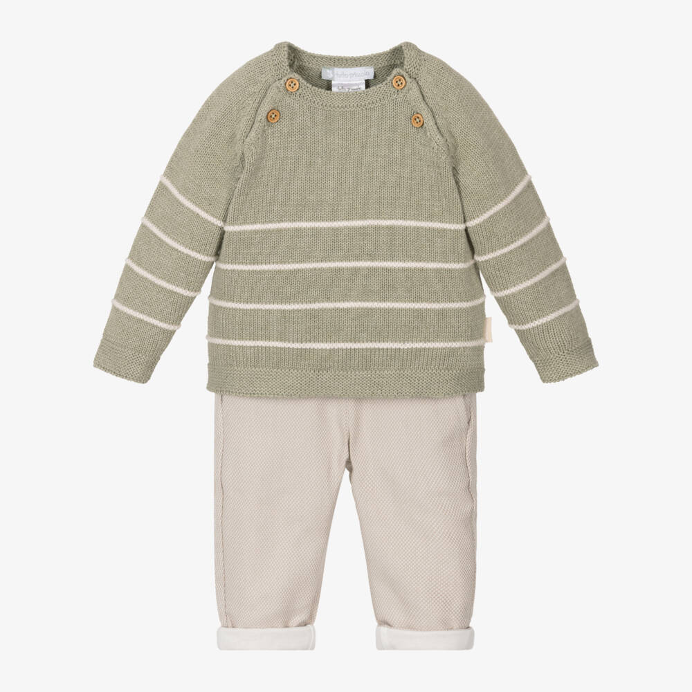 Tutto Piccolo-Boys Forest Knit & Sand Trouser Duo | Childrensalon Outlet