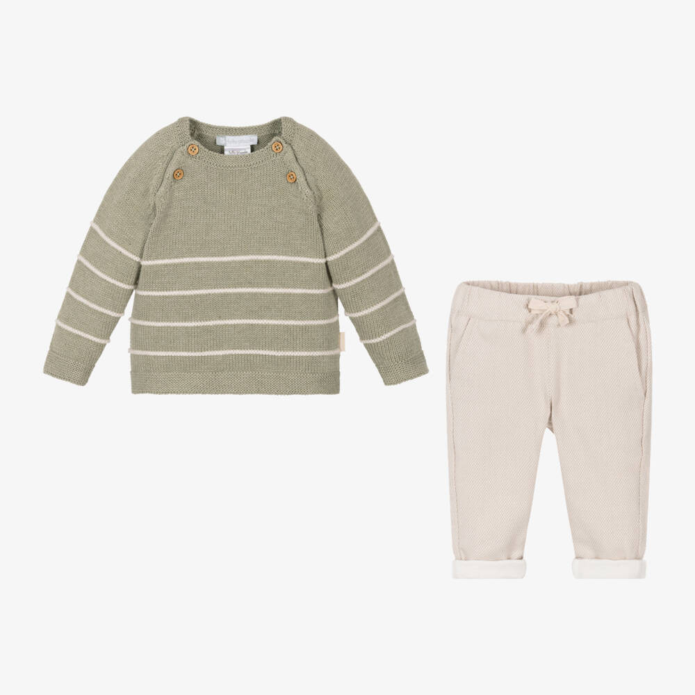 Tutto Piccolo-Boys Forest Knit & Sand Trouser Duo | Childrensalon Outlet