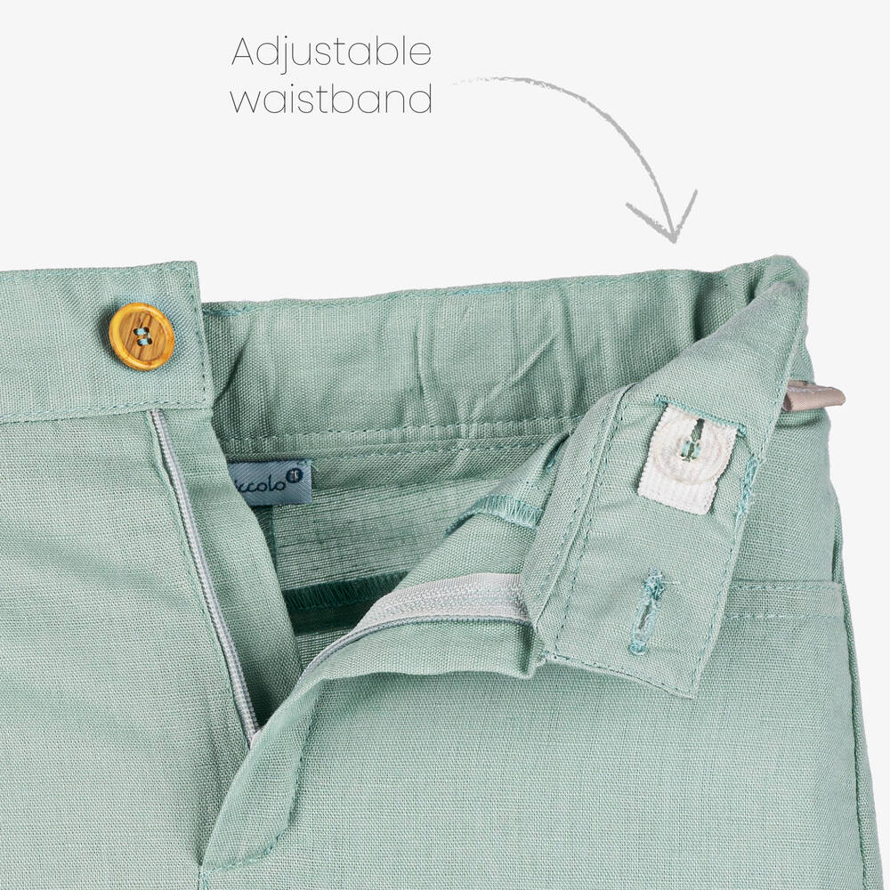 Tutto Piccolo-Boys Green Cotton & Linen Shorts Set | Childrensalon Outlet