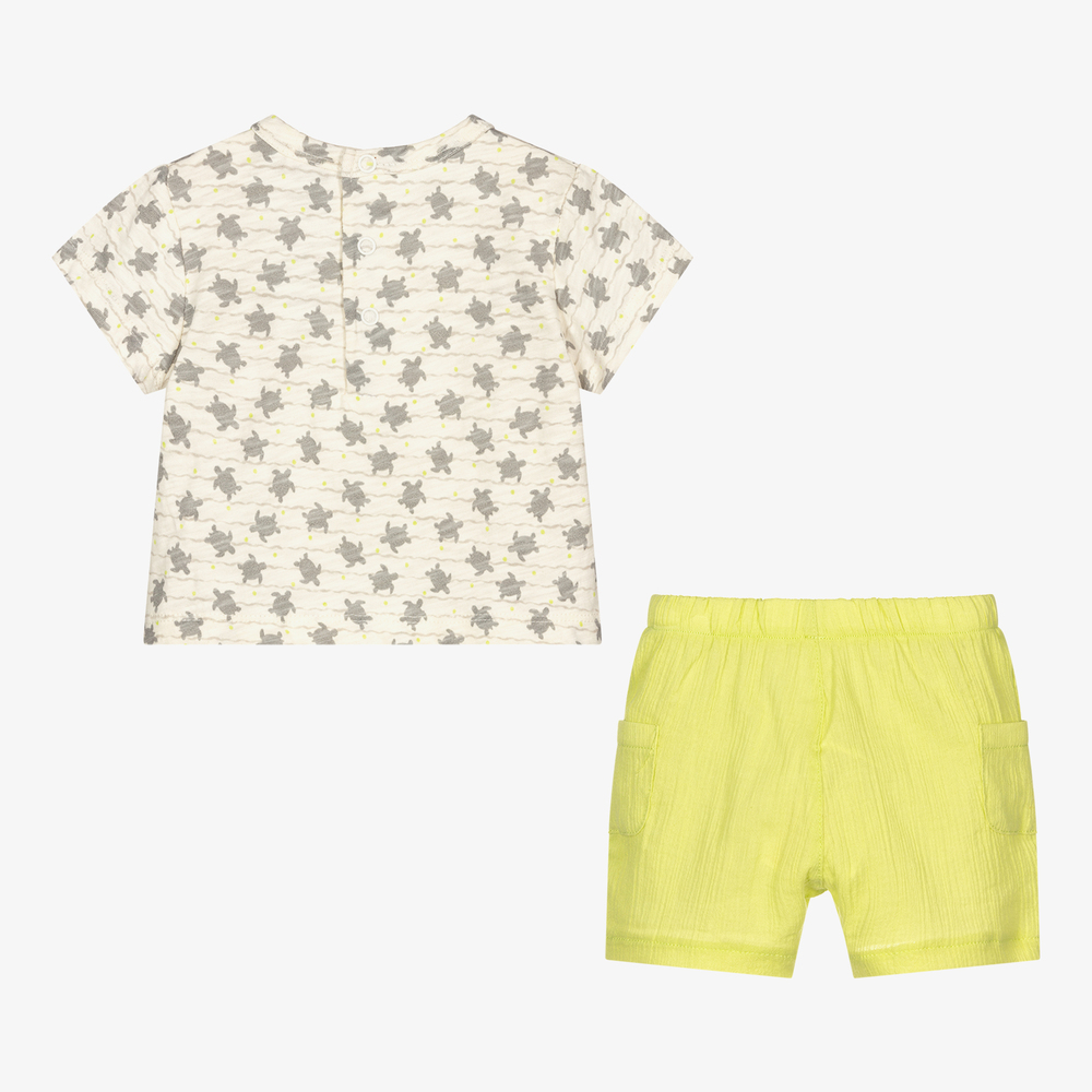 Tutto Piccolo-Футболка и зеленые шорты из хлопка для мальчиков | Childrensalon Outlet