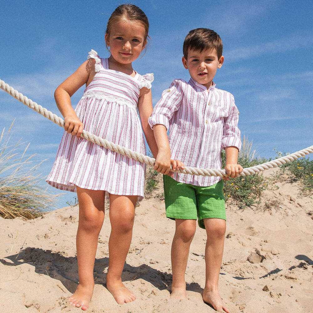 Tutto Piccolo-Boys Green Cotton Shorts Set | Childrensalon Outlet