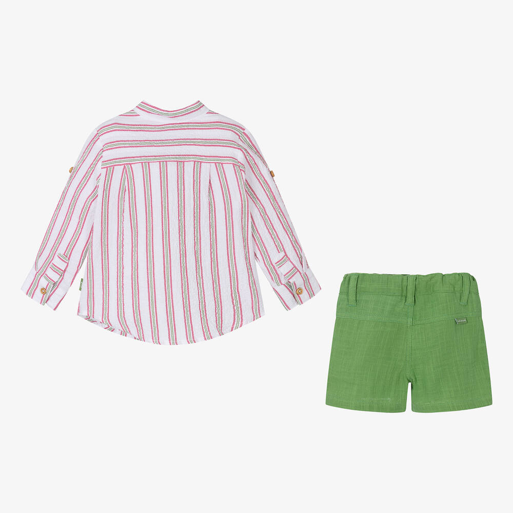 Tutto Piccolo-Boys Green Cotton Shorts Set | Childrensalon Outlet