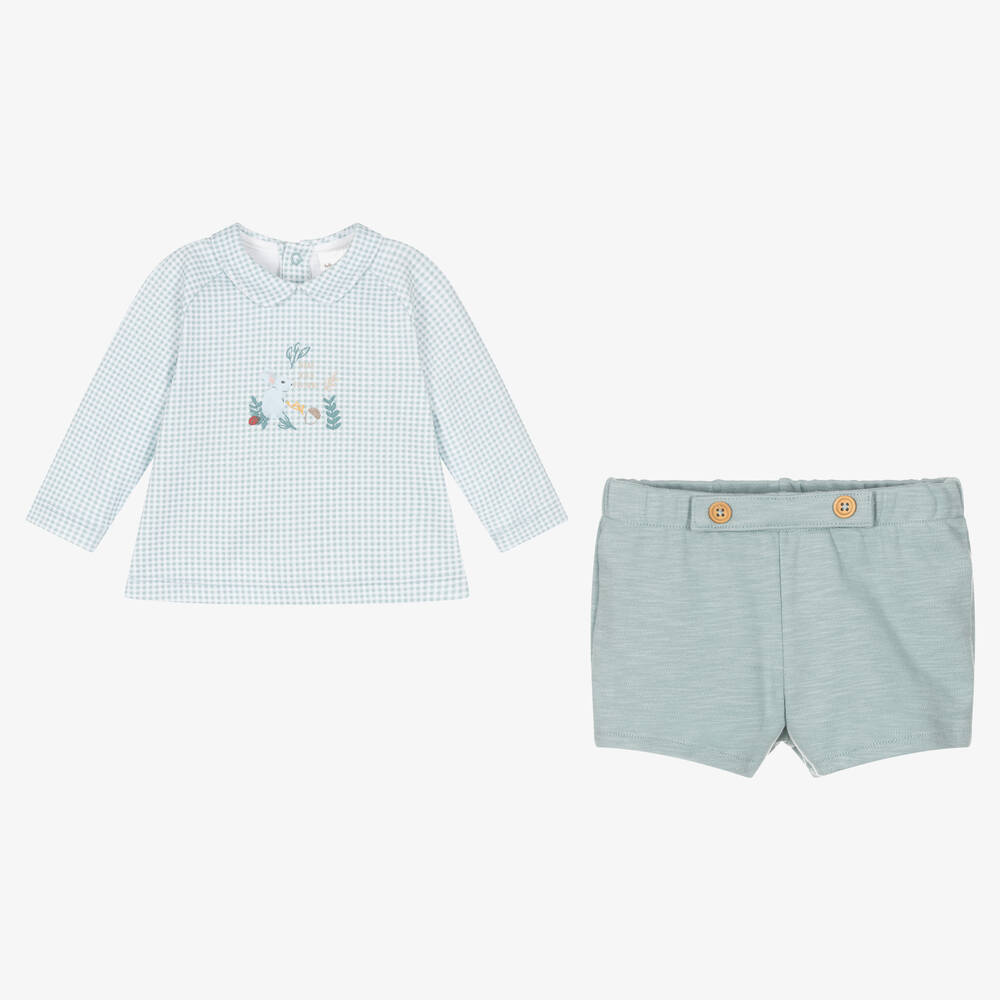 Tutto Piccolo-Boys Green Gingham Shorts Set | Childrensalon Outlet