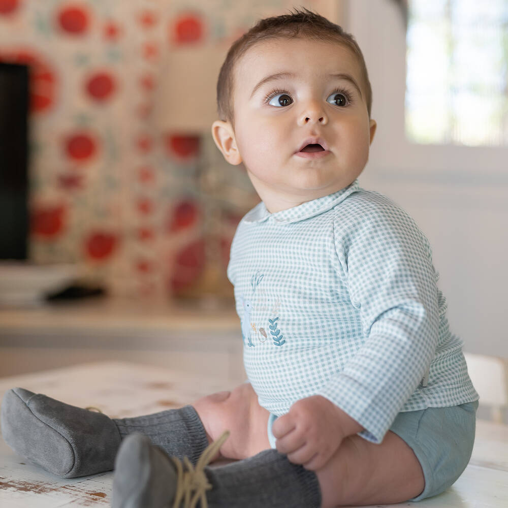 Tutto Piccolo-Boys Green Gingham Shorts Set | Childrensalon Outlet