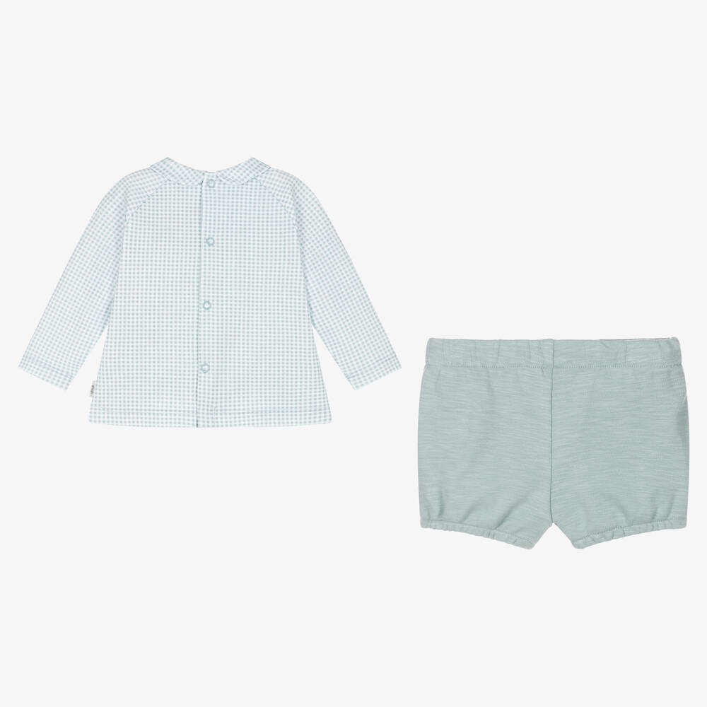 Tutto Piccolo-Boys Green Gingham Shorts Set | Childrensalon Outlet