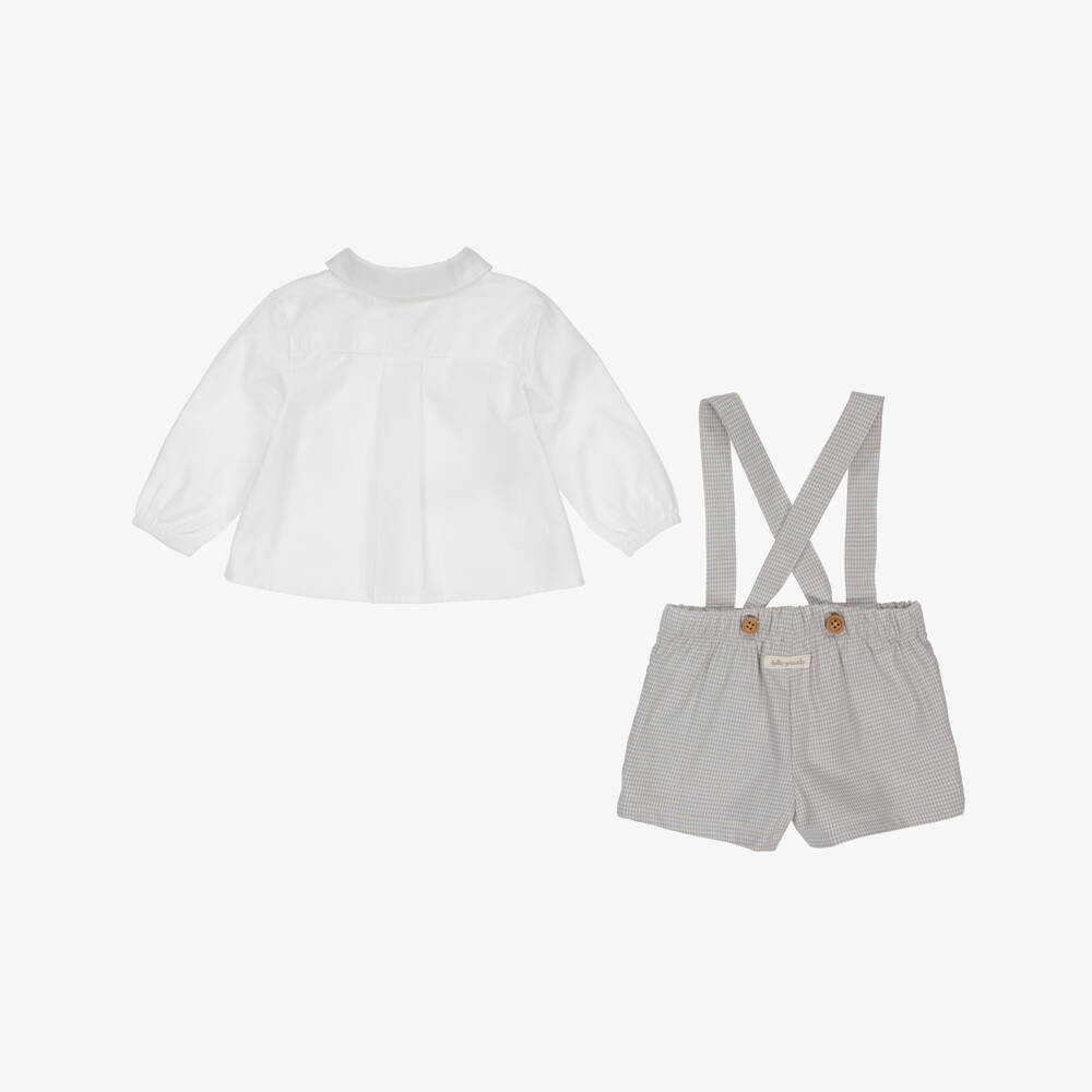 Tutto Piccolo-طقم شورت بنقشة هوندستوث رمادي للأولاد | Childrensalon Outlet