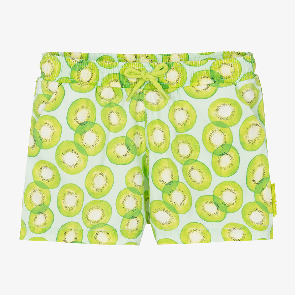 Tutto Piccolo-Boys Green Kiwi Print Swim Shorts | Childrensalon Outlet