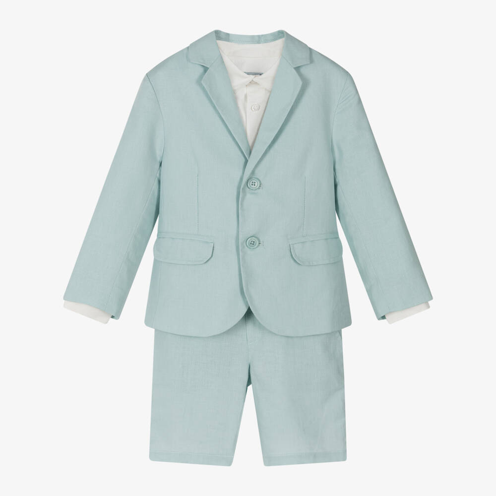 Tutto Piccolo-Boys Green Linen Blend Suit Set | Childrensalon Outlet