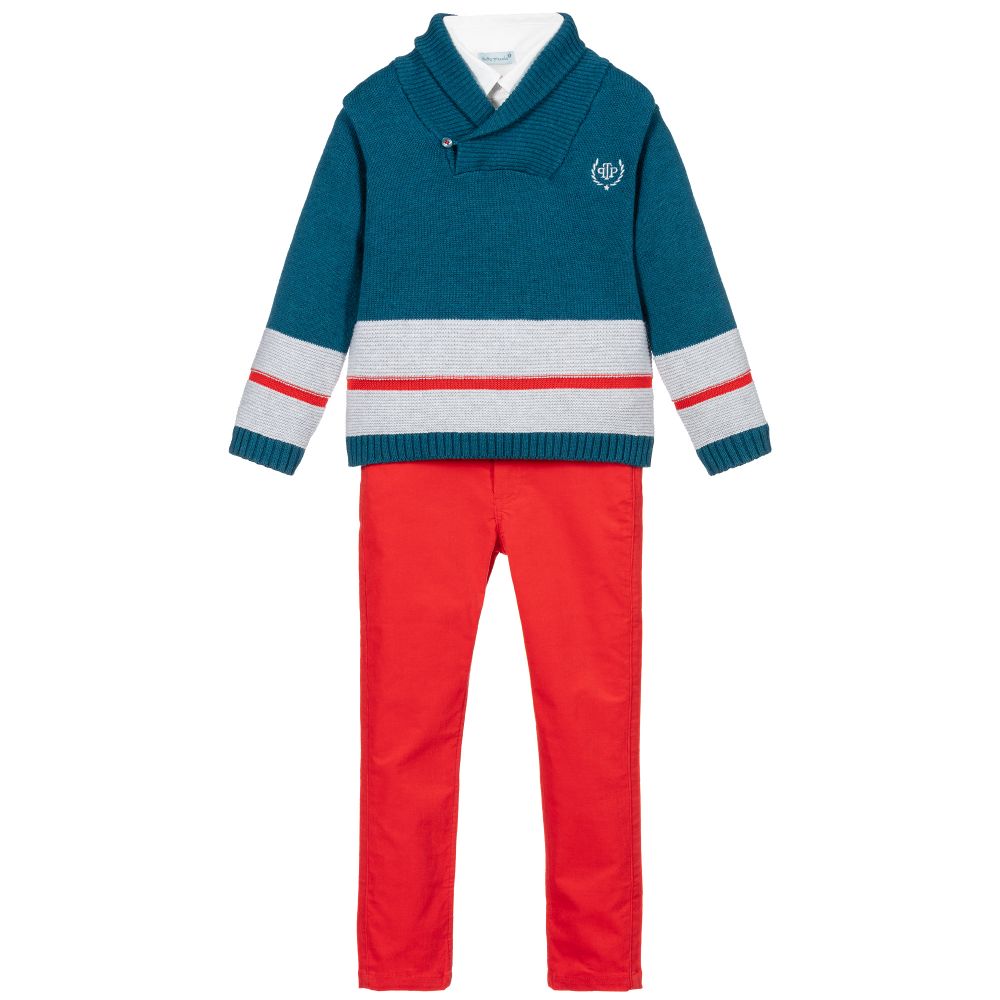 Tutto Piccolo - Ensemble pantalons et tops rouge et vert Garçon  | Childrensalon