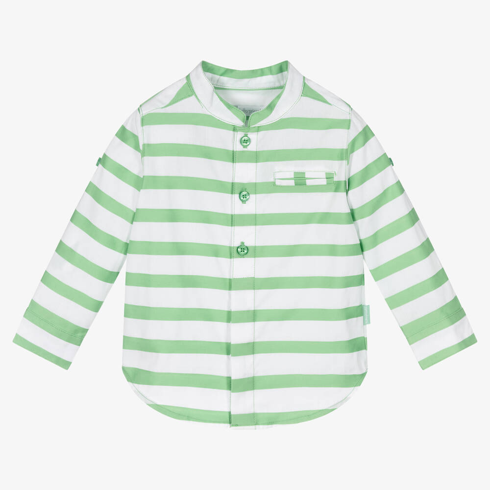 Tutto Piccolo-طقم شورت قطن مقلم لون أخضر للأولاد | Childrensalon Outlet