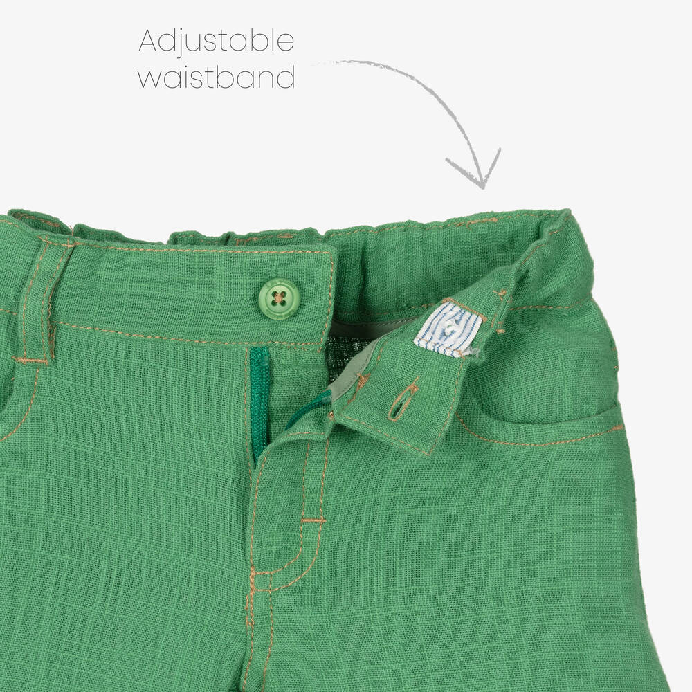 Tutto Piccolo-طقم شورت قطن مقلم لون أخضر للأولاد | Childrensalon Outlet