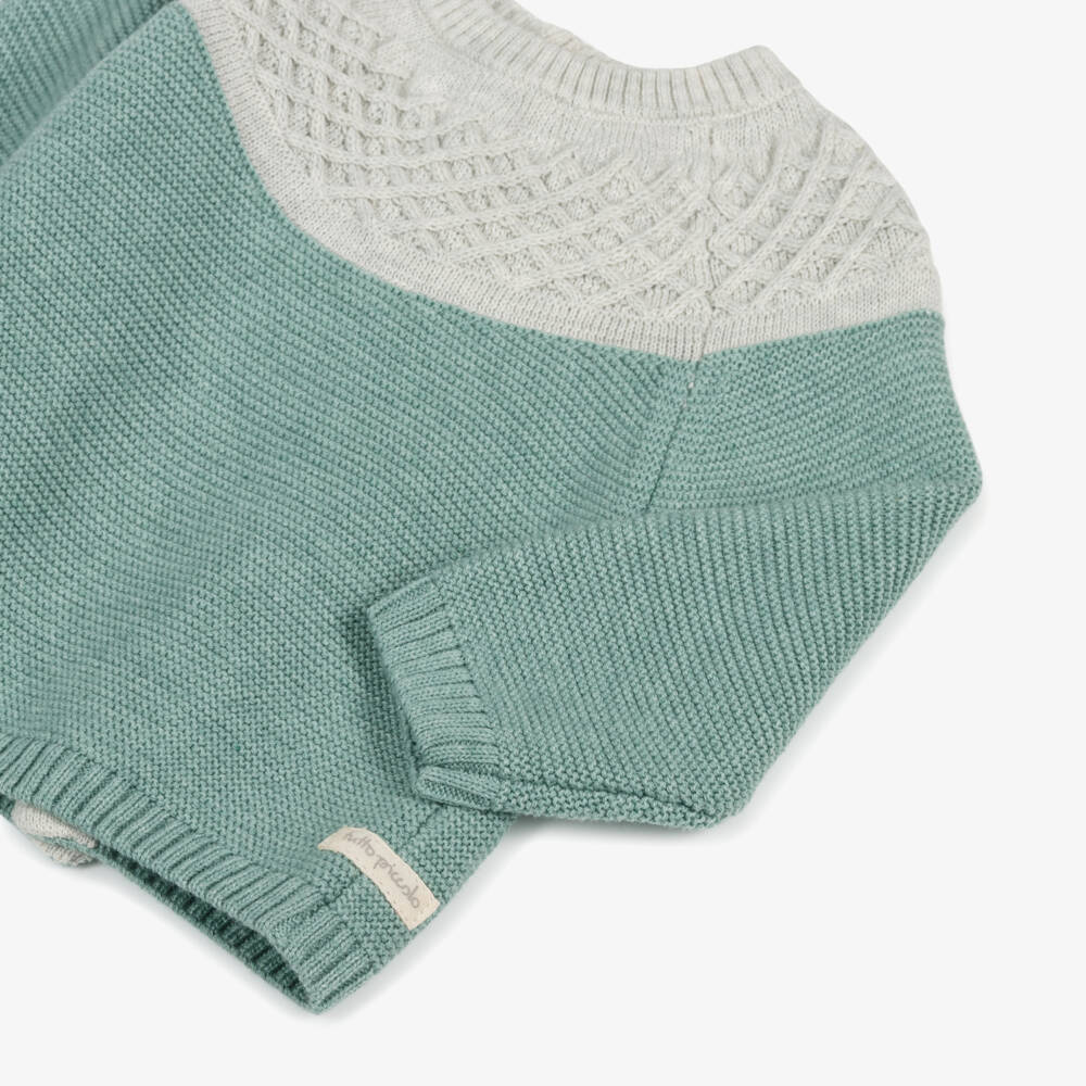 Tutto Piccolo-Boys Green Sweater & Beige Houndstooth Trouser Set | Childrensalon Outlet