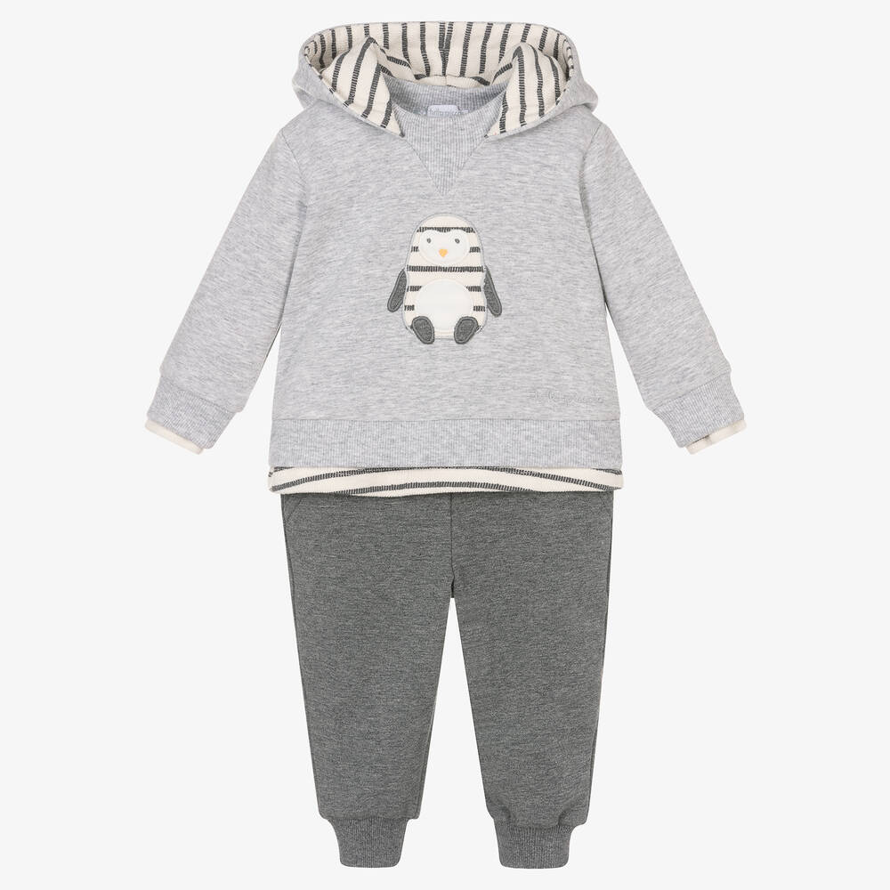 Tutto Piccolo - Boys Grey Marl Cotton Tracksuit | Childrensalon