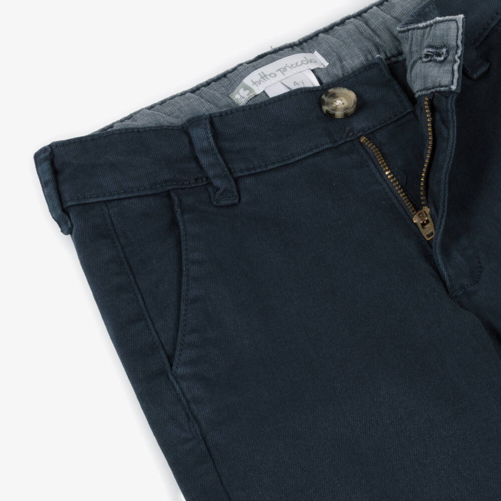 Tutto Piccolo-Boys Grey Shirt and Blue Trousers Ensemble | Childrensalon Outlet