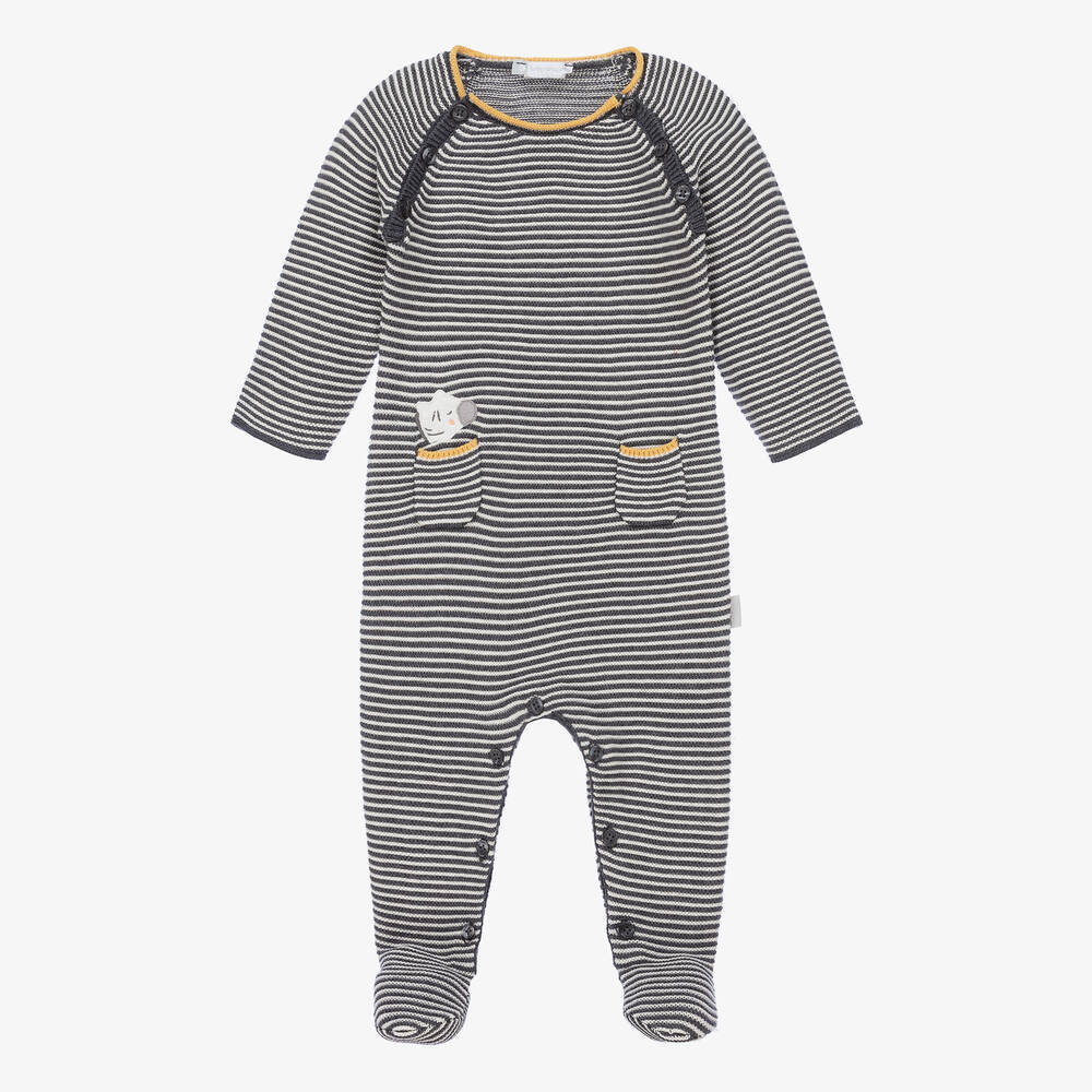 Tutto Piccolo-Трикотажный комбинезон в серую полоску для мальчиков | Childrensalon Outlet