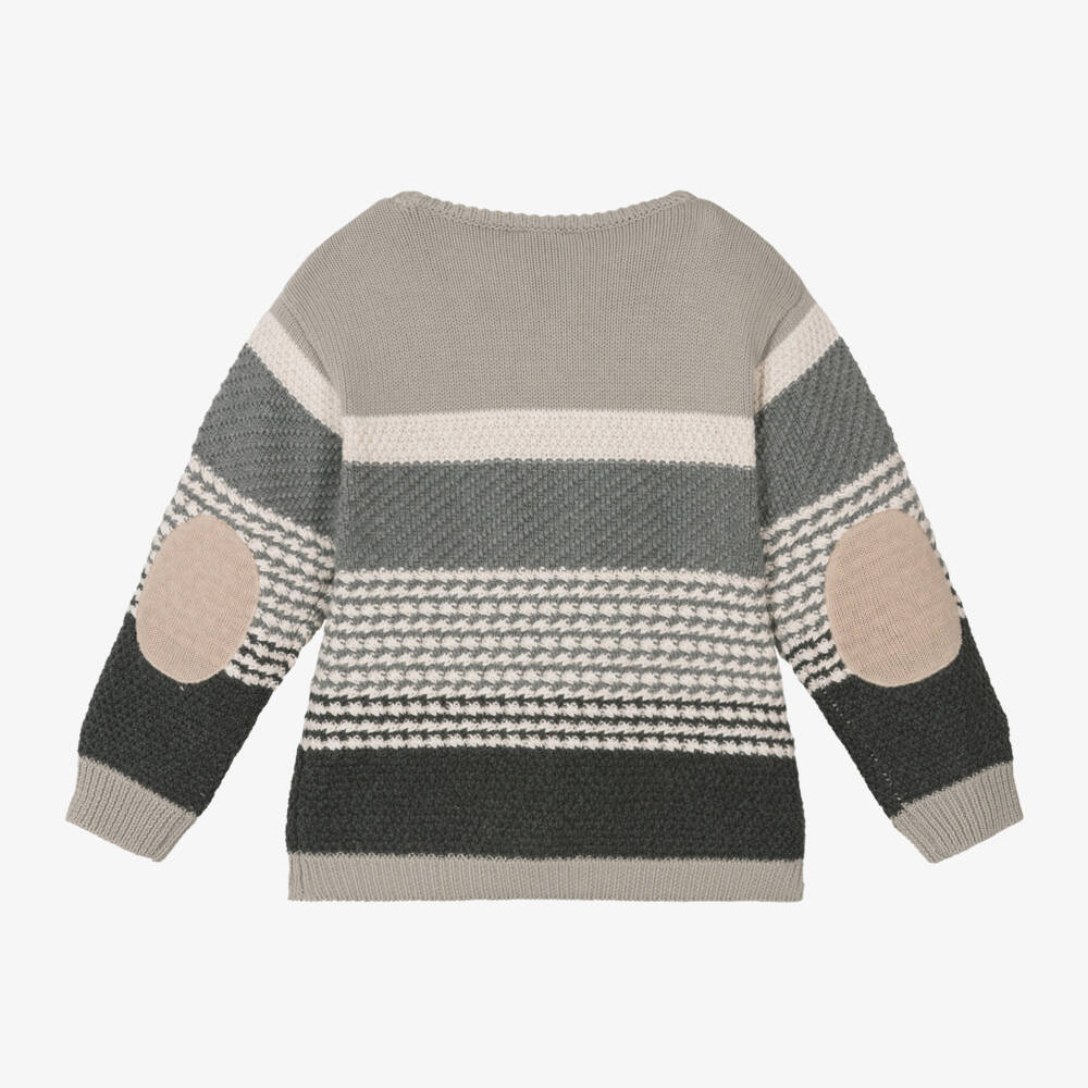 Tutto Piccolo-Boys Grey Striped Knit Jumper | Childrensalon Outlet