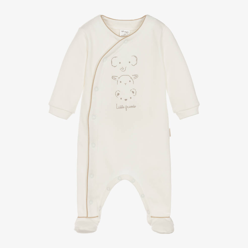 Tutto Piccolo-Boys Ivory Animal Print Babygrow | Childrensalon Outlet