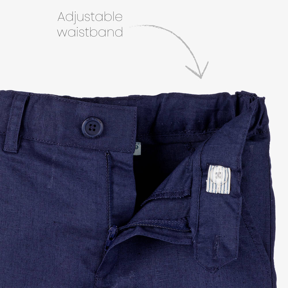 Tutto Piccolo-طقم بنطلون قطن وكتان لون كحلي وعاجي للأولاد | Childrensalon Outlet