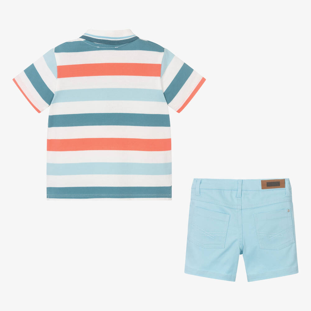 Tutto Piccolo-Boys Ivory & Blue Cotton Shorts Set | Childrensalon Outlet