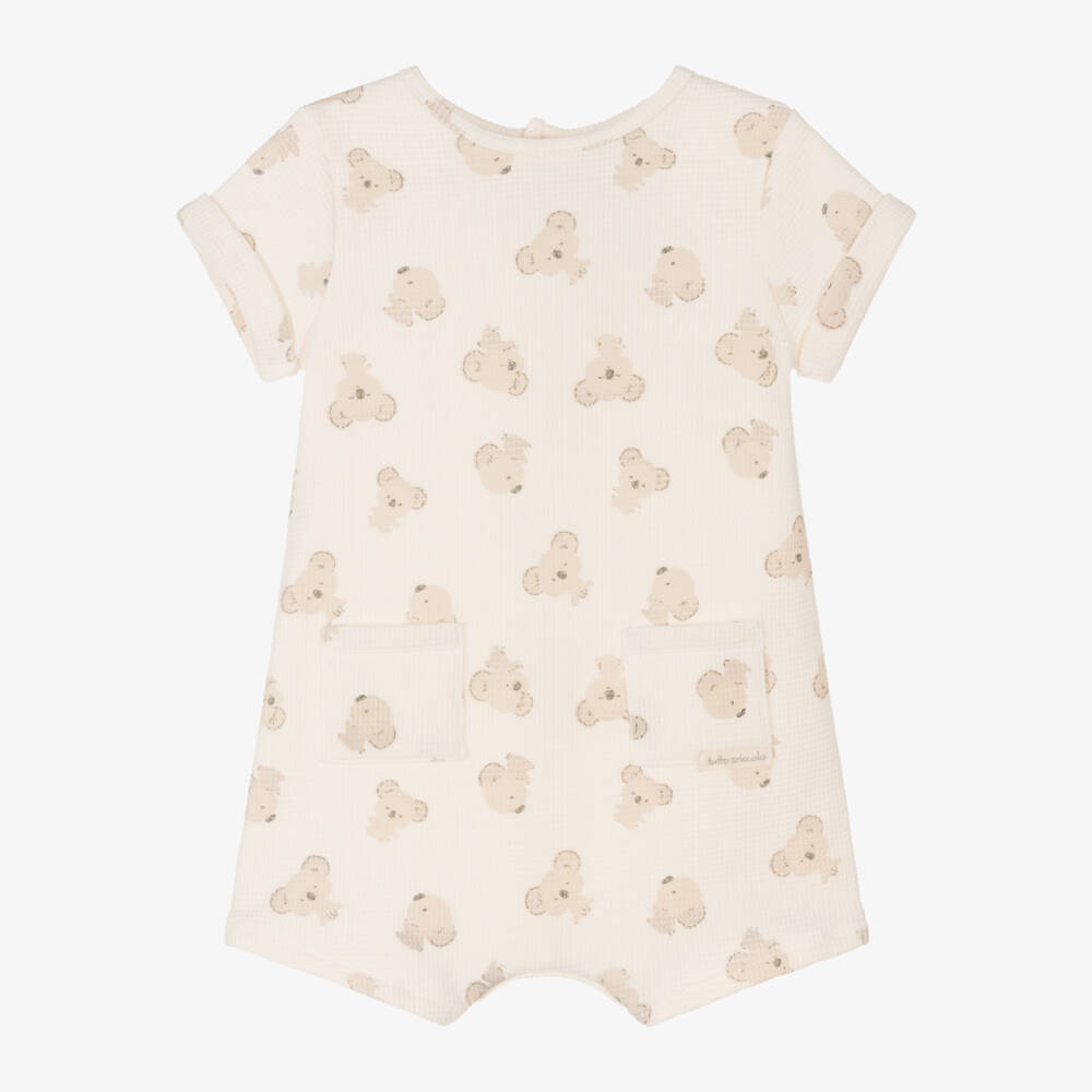 Tutto Piccolo-Кремовый хлопковый ромпер с коалой для мальчиков | Childrensalon Outlet