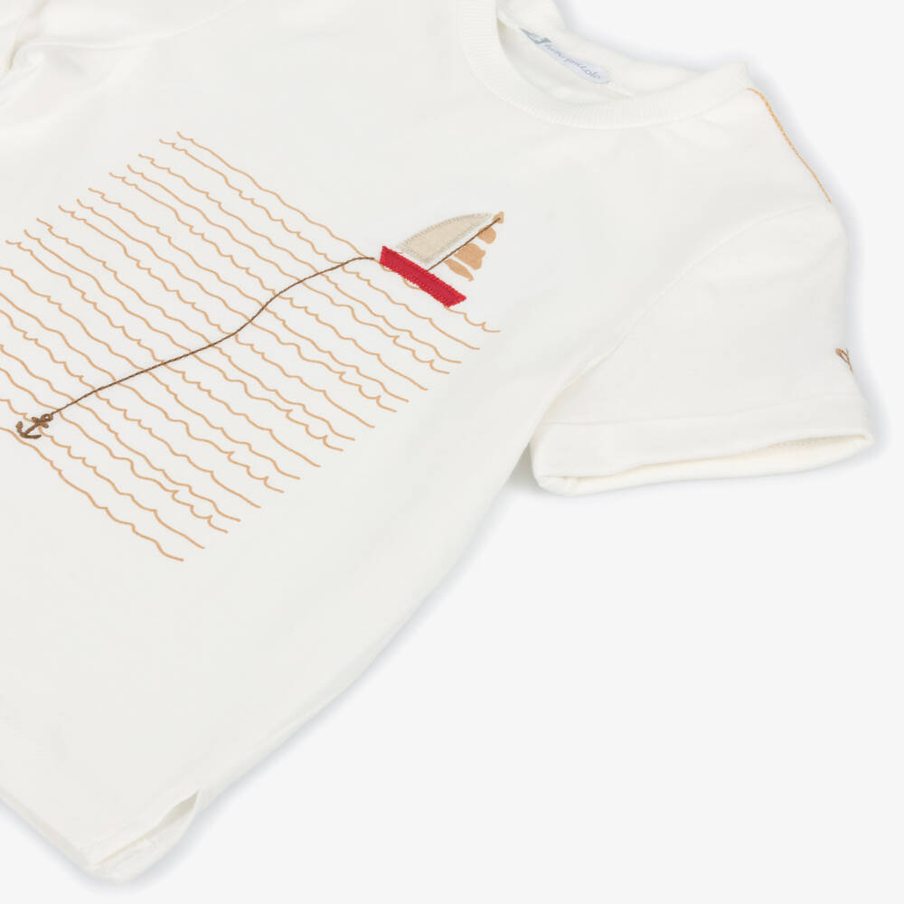 Tutto Piccolo-Boys Ivory & Crimson Cotton Ensemble | Childrensalon Outlet
