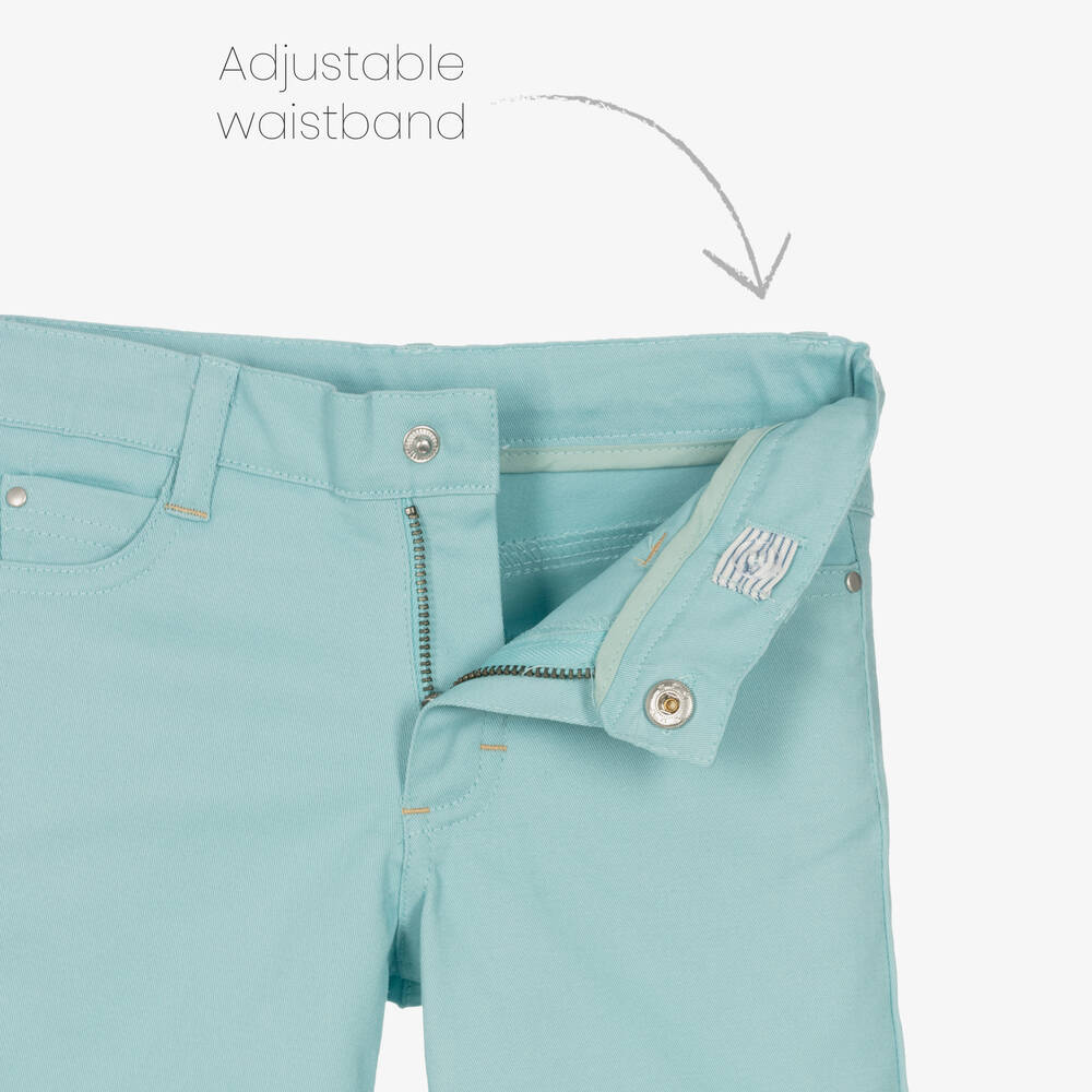 Tutto Piccolo-طقم شورت قطن لون عاجي وأخضر تركواز للأولاد | Childrensalon Outlet