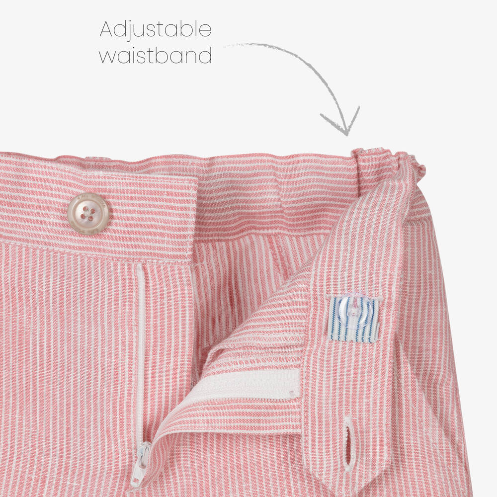 Tutto Piccolo-Boys Ivory & Pink Linen Shorts Set | Childrensalon Outlet