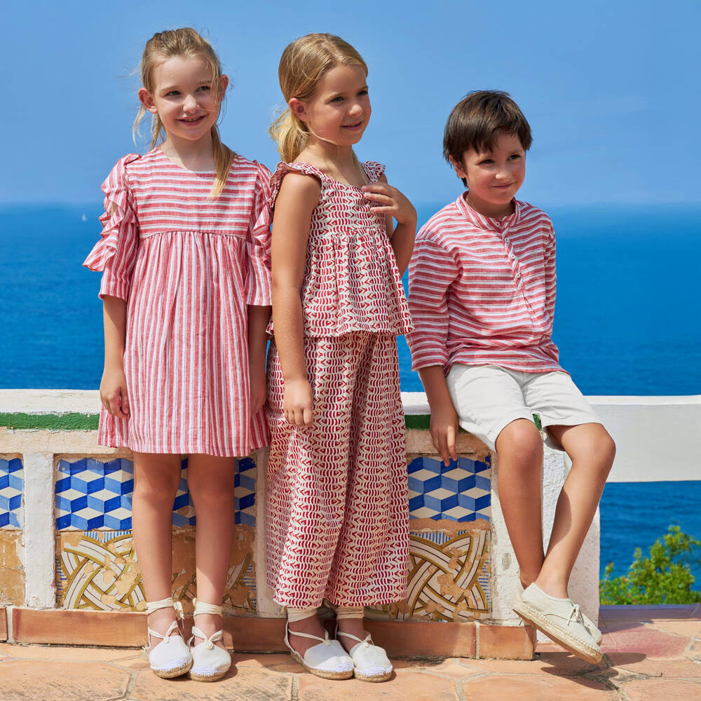 Tutto Piccolo-Boys Ivory & Red Striped Shorts Ensemble | Childrensalon Outlet