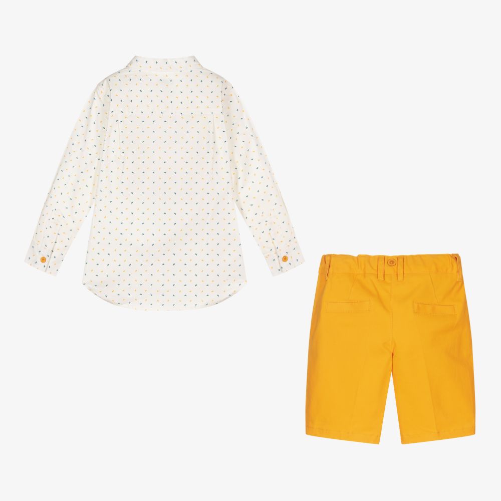 Tutto Piccolo-Boys Ivory & Yellow Shorts Set | Childrensalon Outlet