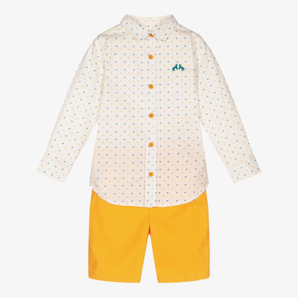 Tutto Piccolo-Boys Ivory & Yellow Shorts Set | Childrensalon Outlet
