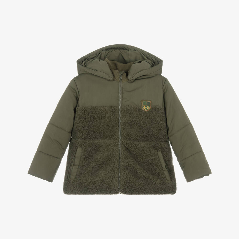 Tutto Piccolo-Пуховик флисовый хаки для мальчиков | Childrensalon Outlet