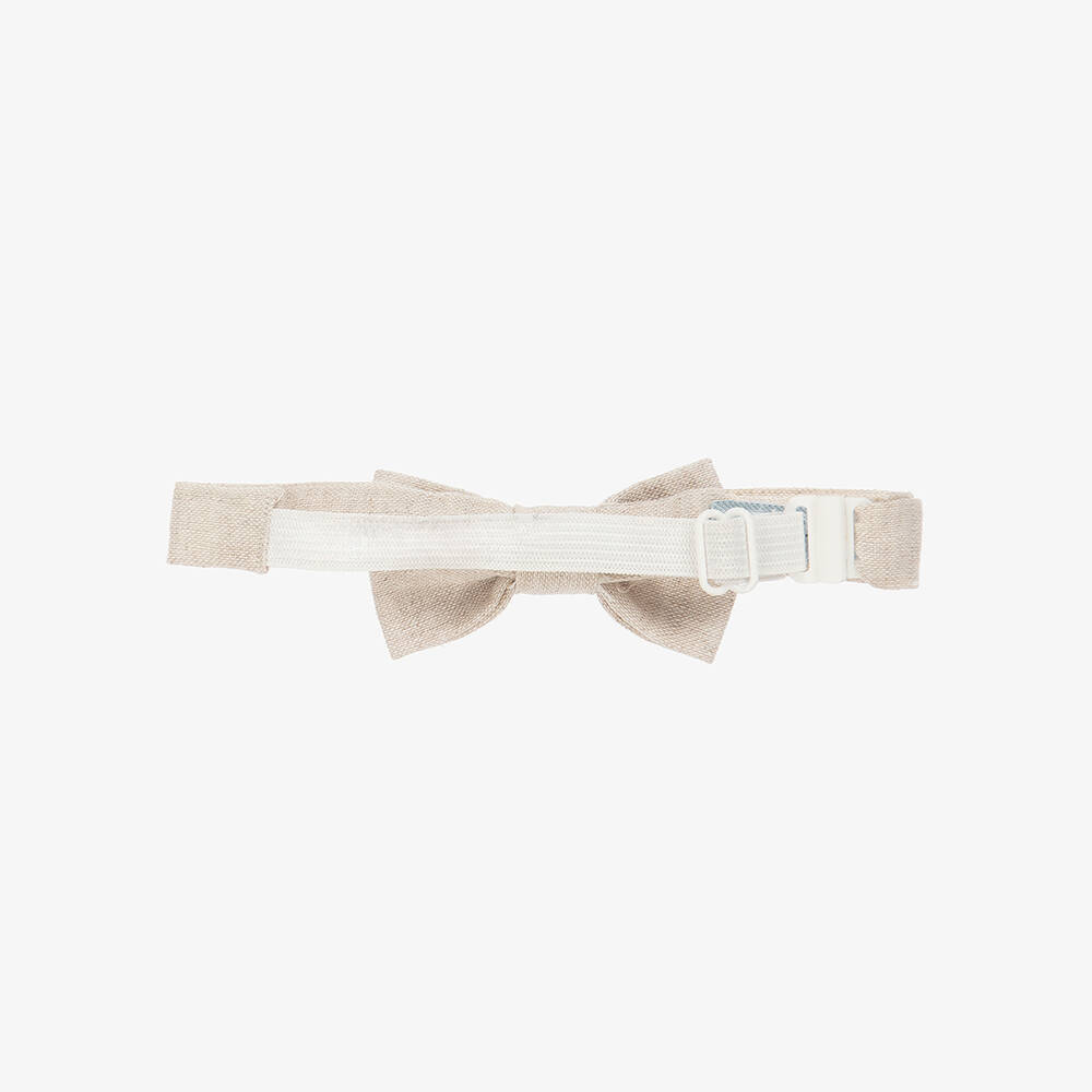 Tutto Piccolo-Boys Light Beige Linen Bow Tie | Childrensalon Outlet