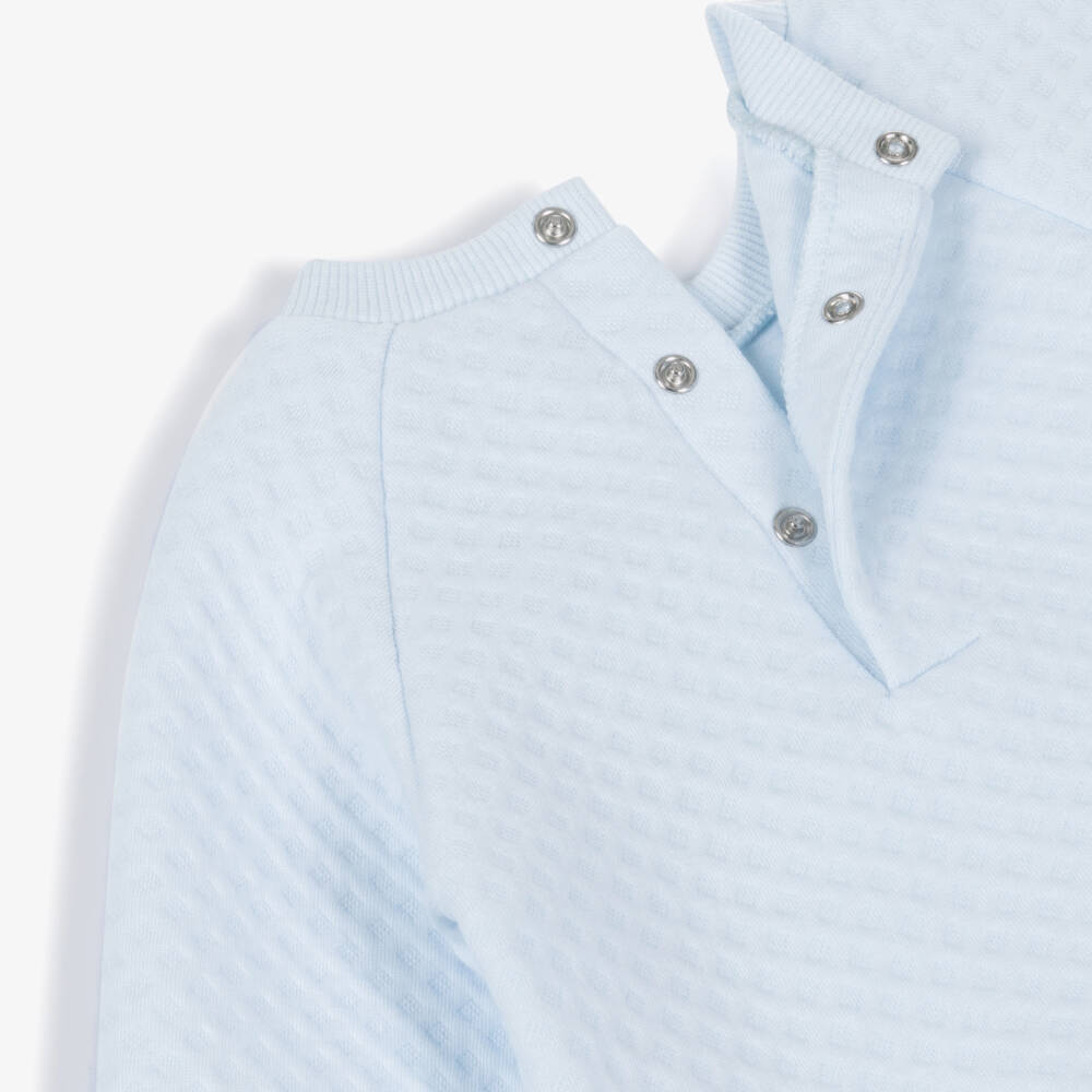 Tutto Piccolo-Boys Light Blue Diamond Patterned Jersey Tracksuit | Childrensalon Outlet