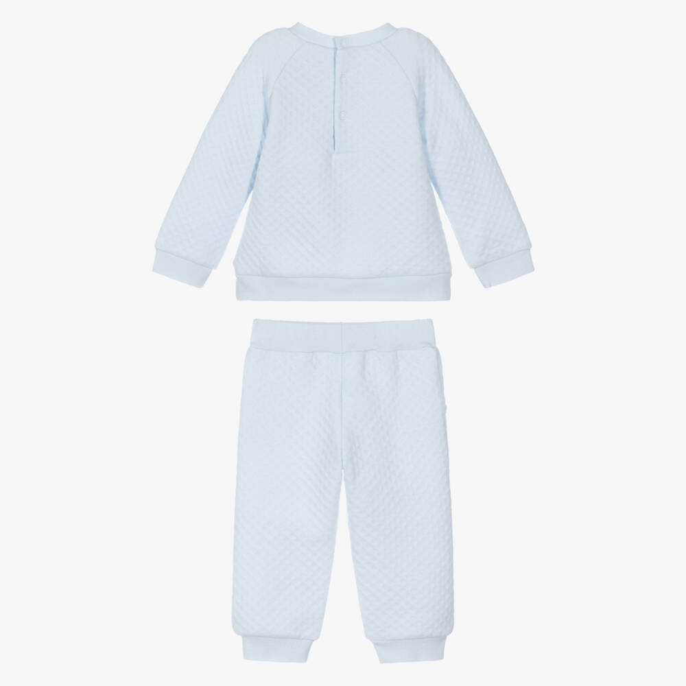 Tutto Piccolo-Boys Light Blue Diamond Patterned Jersey Tracksuit | Childrensalon Outlet