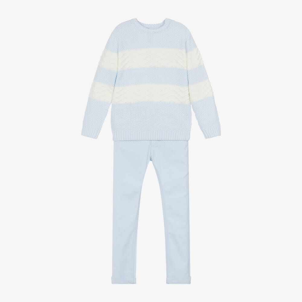 Tutto Piccolo-Boys Light Blue Knit Set | Childrensalon Outlet