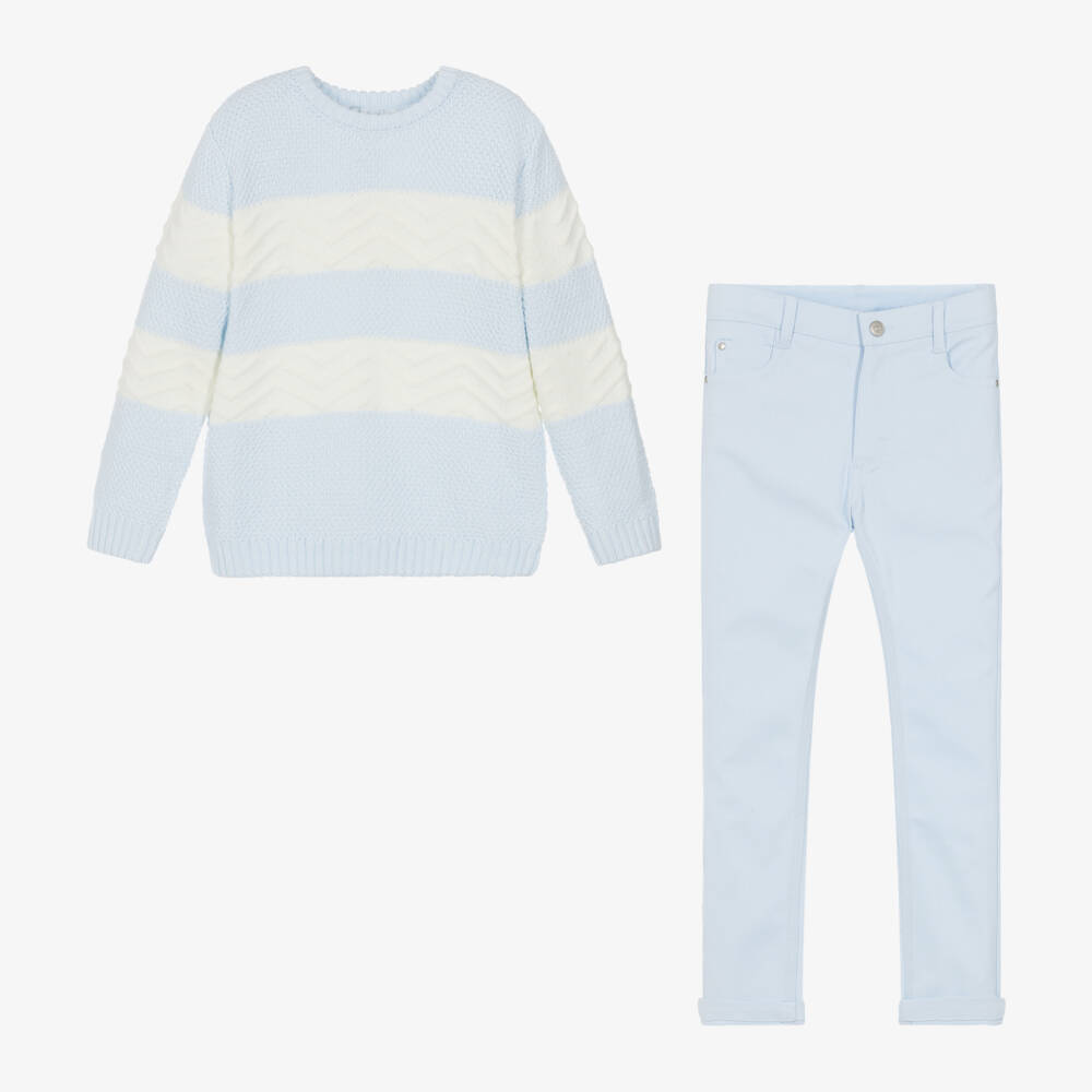 Tutto Piccolo-Boys Light Blue Knit Set | Childrensalon Outlet