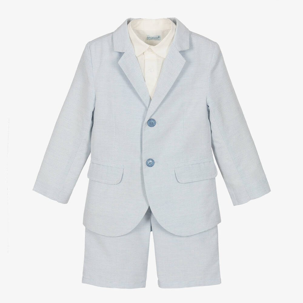 Tutto Piccolo-Boys Light Blue Striped Suit | Childrensalon Outlet
