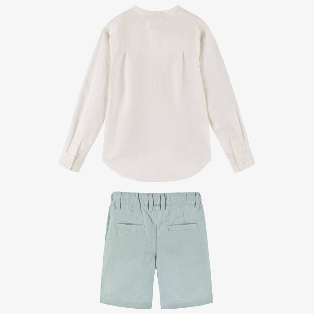 Tutto Piccolo-Boys Mint & Ivory Linen Ensemble | Childrensalon Outlet