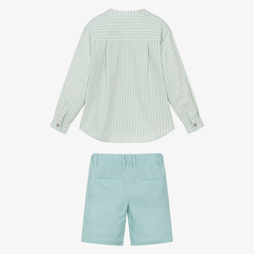 Tutto Piccolo-Комплект рубашка в полоску мятного цвета для мальчиков | Childrensalon Outlet