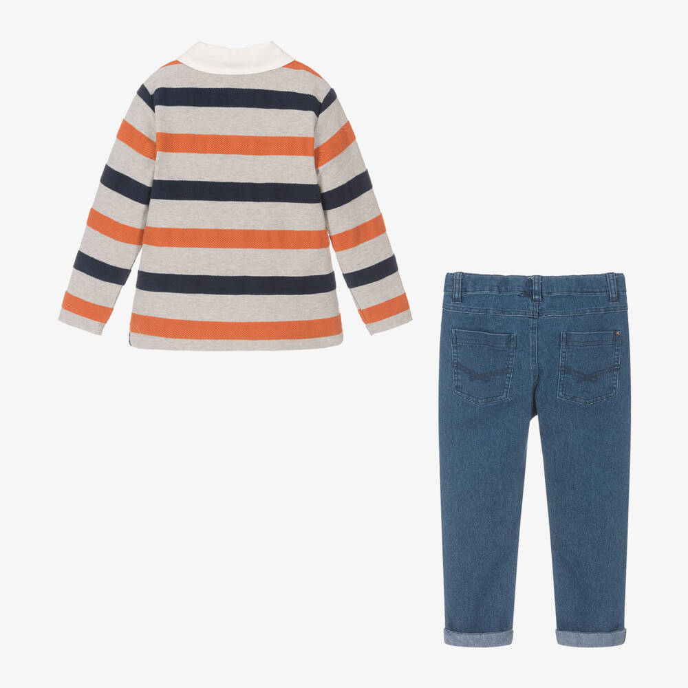 Tutto Piccolo-Boys Multi-Stripe Shirt and Jeans | Childrensalon Outlet