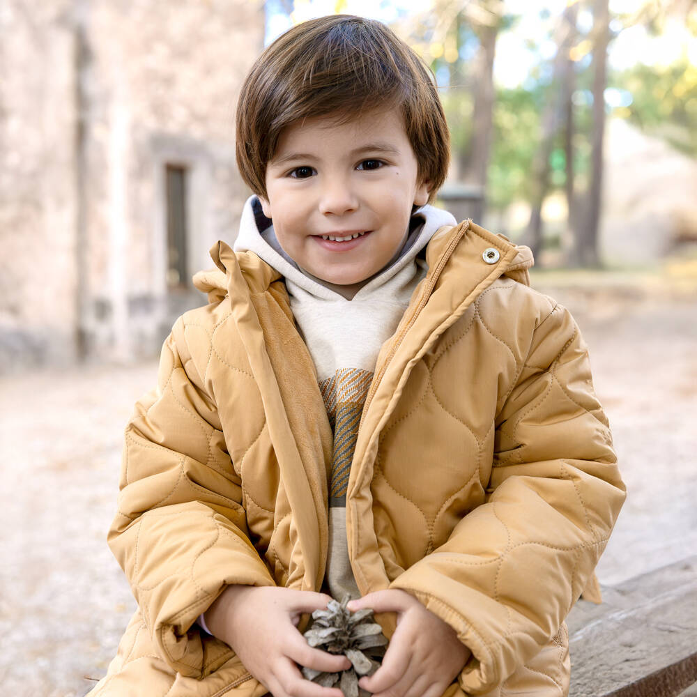 Tutto Piccolo-Зимнее стеганое пальто горчичного цвета для мальчиков | Childrensalon Outlet