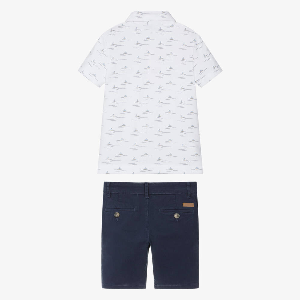 Tutto Piccolo-Boys Nautical White & Navy Ensemble | Childrensalon Outlet